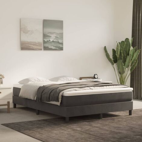 Box Spring Bed Frame Dark Grey Double Velvet (UK/IE/FI/NO only) vidaXL