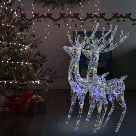 XXL Acrylic Christmas Reindeers 250 LED 2 pcs 180 cm Multicolour vidaXL