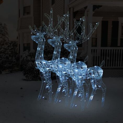 Acrylic Reindeer Christmas Decorations 3 pcs 120 cm Cold White vidaXL
