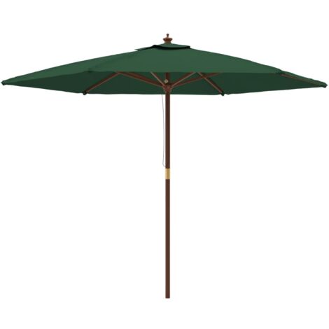 Garden Parasol with Wooden Pole Green 299x240 cm vidaXL