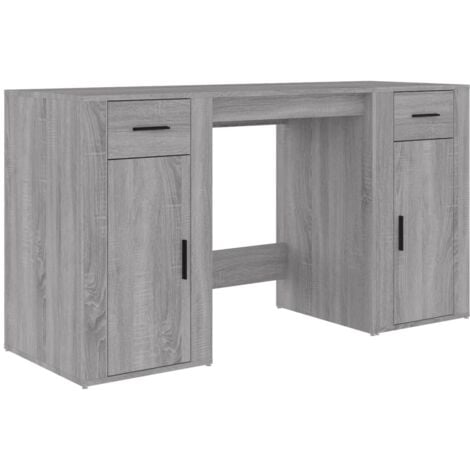 Desk with Cabinet Grey Sonoma Engineered Wood vidaXL