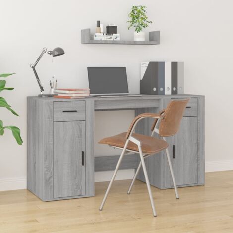 Desk with Cabinet Grey Sonoma Engineered Wood vidaXL