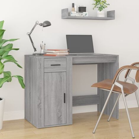 Desk with Cabinet Grey Sonoma Engineered Wood vidaXL
