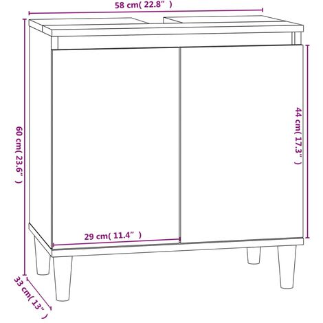 Sink Cabinet White 58x33x60 cm Engineered Wood vidaXL