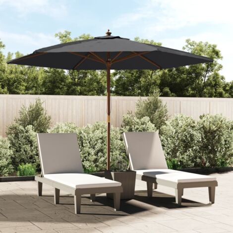 Garden Parasol with Wooden Pole Black 299x240 cm vidaXL