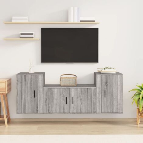 3 Piece TV Cabinet Set Grey Sonoma Engineered Wood vidaXL (1/5)