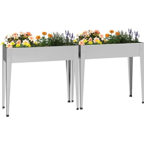 Garden Planters 2 pcs Galvanised Steel vidaXL