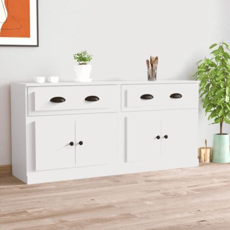 Sideboards 2 pcs White Engineered Wood vidaXL