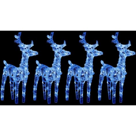 Christmas Reindeers 4 pcs Blue 160 LEDs Acrylic vidaXL