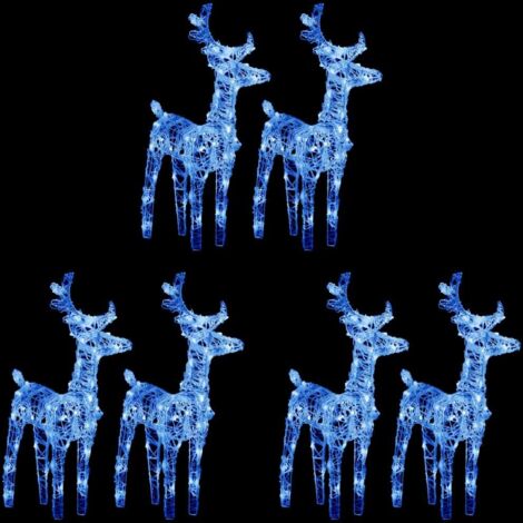 Christmas Reindeers 6 pcs Blue 240 LEDs Acrylic vidaXL