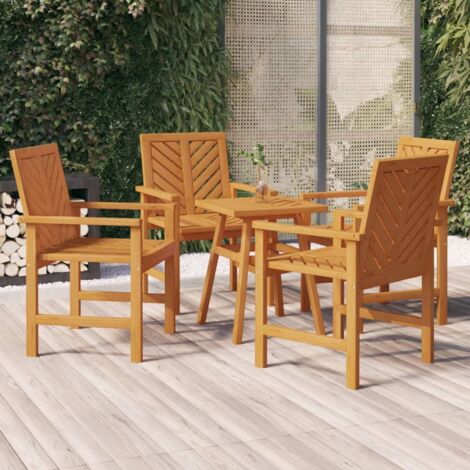 Garden Dining Chair  Set of 4  Natural wood  Solid acacia wood vidaXL