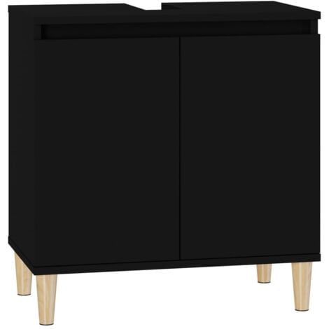 Sink Cabinet Black 58x33x60 cm Engineered Wood vidaXL