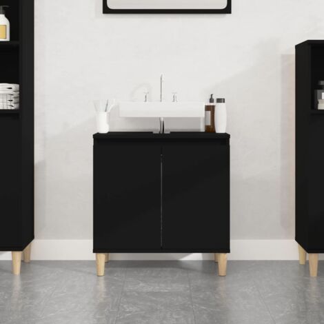 Sink Cabinet Black 58x33x60 cm Engineered Wood vidaXL