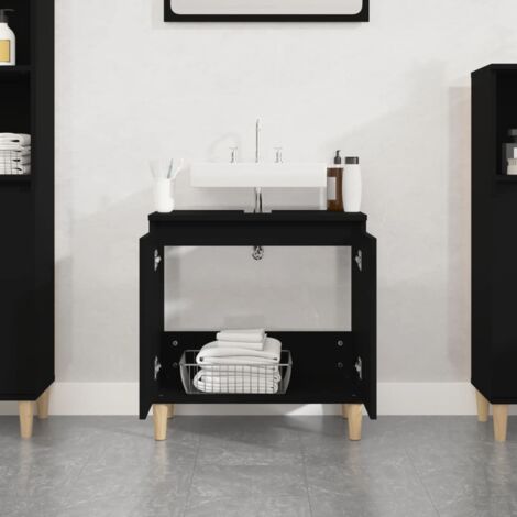 Sink Cabinet Black 58x33x60 cm Engineered Wood vidaXL