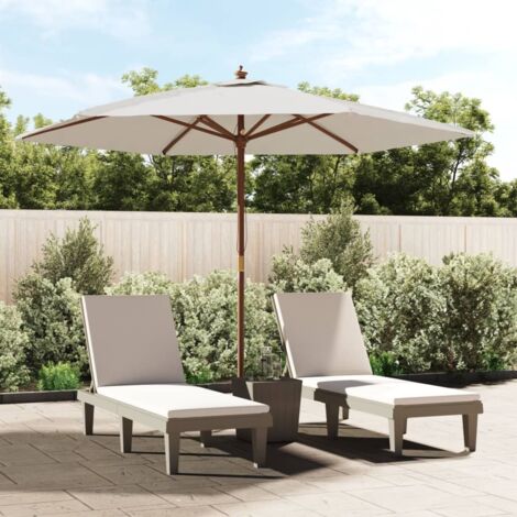 Garden Parasol with Wooden Pole Sand 299x240 cm vidaXL
