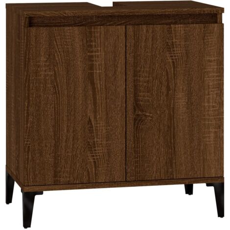 Sink Cabinet Brown Oak 58x33x60 cm Engineered Wood vidaXL