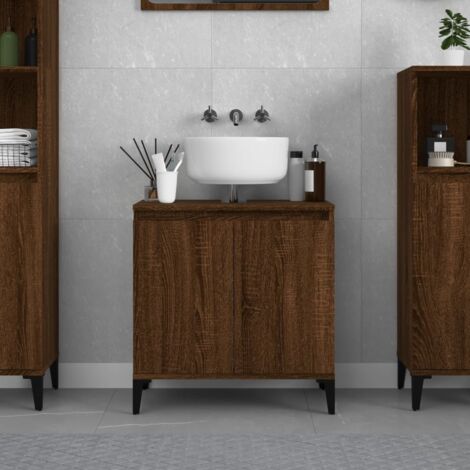 Sink Cabinet Brown Oak 58x33x60 cm Engineered Wood vidaXL