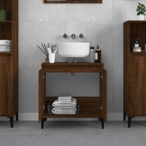 Sink Cabinet Brown Oak 58x33x60 cm Engineered Wood vidaXL