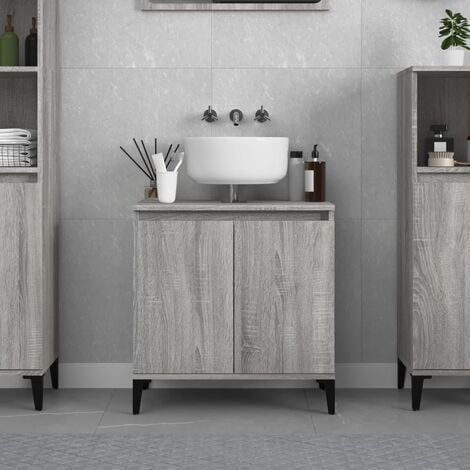 Sink Cabinet Grey Sonoma 58x33x60 cm Engineered Wood vidaXL