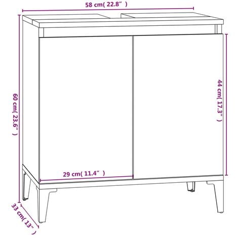 Sink Cabinet Grey Sonoma 58x33x60 cm Engineered Wood vidaXL