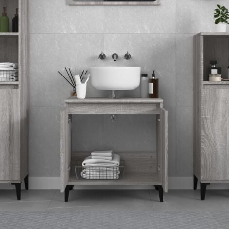 Sink Cabinet Grey Sonoma 58x33x60 cm Engineered Wood vidaXL