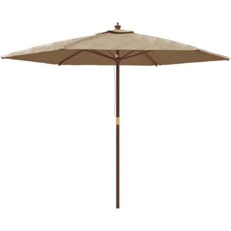 Garden Parasol with Wooden Pole Taupe 299x240 cm vidaXL