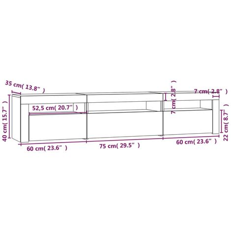 TV Cabinet with LED Lights Sonoma Oak 195x35x40 cm vidaXL