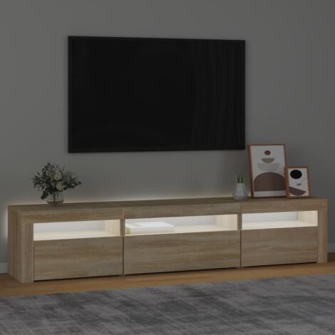 TV Cabinet with LED Lights Sonoma Oak 195x35x40 cm vidaXL