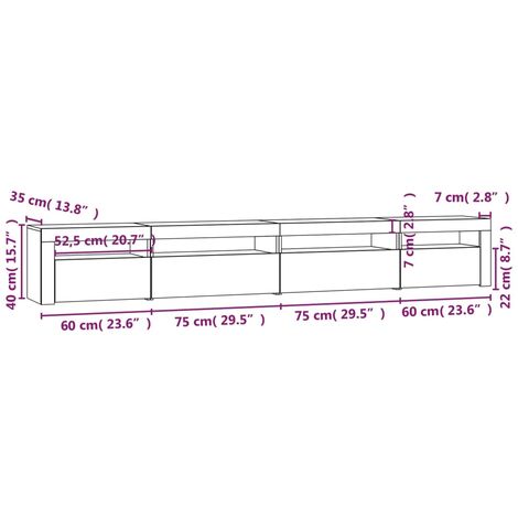 TV Cabinet with LED Lights Sonoma Oak 270x35x40 cm vidaXL