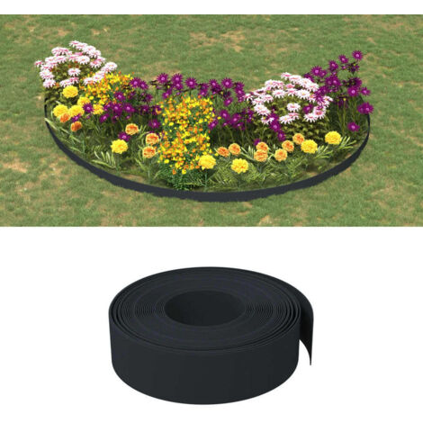 Garden Edgings 2 pcs Black 10 m 15 cm Polyethylene vidaXL