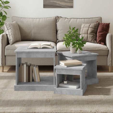 Coffee Tables 3 pcs Concrete Grey Engineered Wood vidaXL (1/5)