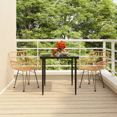 Garden Dining Set Black Steel, Tempered Glass, Polyethylene Medium vidaXL (1/5)