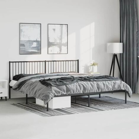 Metal Bed Frame without Mattress with Headboard Black 193x203cm vidaXL (1/5)