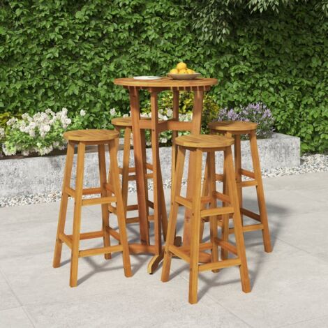 vidaXL 5 Piece Garden Bar Set Solid Wood  Acacia