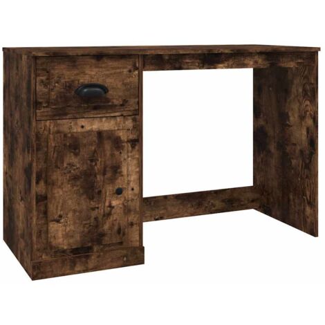 Desk with Drawer Smoked Oak 115x50x75 cm Engineered Wood vidaXL