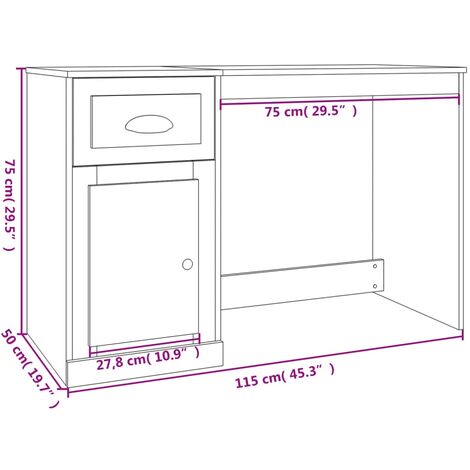 Desk with Drawer White 115x50x75 cm Engineered Wood vidaXL