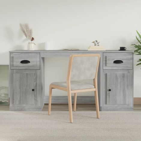 Desk with Cabinet Grey Sonoma Engineered Wood vidaXL
