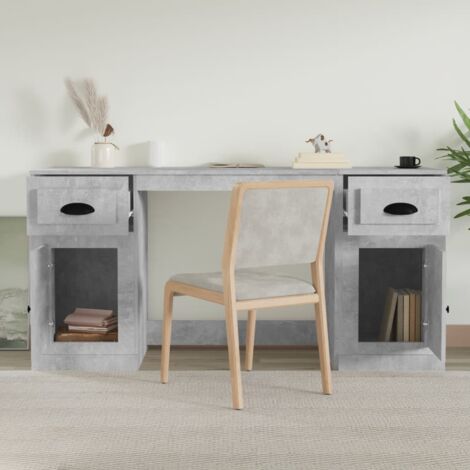 Desk with Cabinet Concrete Grey Engineered Wood vidaXL