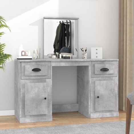 Dressing Table with Mirror Concrete Grey 130x50x132.5 cm vidaXL