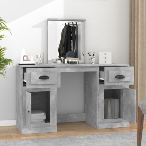 Dressing Table with Mirror Concrete Grey 130x50x132.5 cm vidaXL