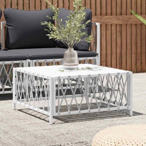 Garden Table White 70x70x34 cm Woven Fabric vidaXL