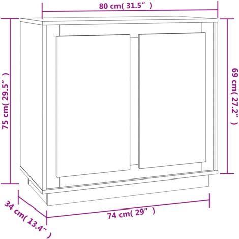 Sideboard White 80x34x75 cm Engineered Wood vidaXL