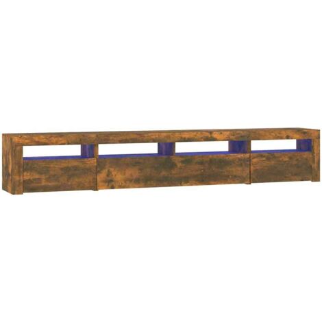 TV Cabinet with LED Lights Smoked Oak 240x35x40 cm vidaXL