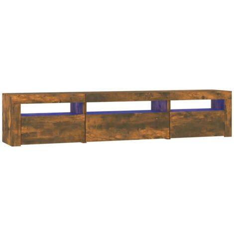 TV Cabinet with LED Lights Smoked Oak 195x35x40 cm vidaXL