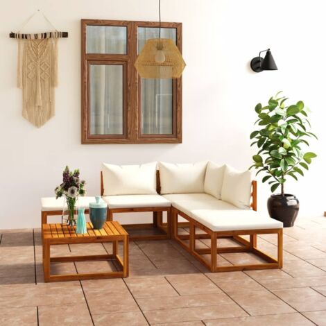 6 Piece Garden Lounge Set with Cushions Solid Wood Acacia (UK/IE/FI/NO only) vidaXL