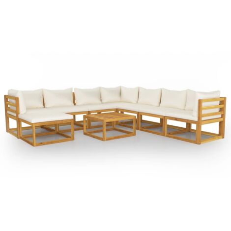 9 Piece Garden Lounge Set with Cushions Solid Wood Acacia vidaXL