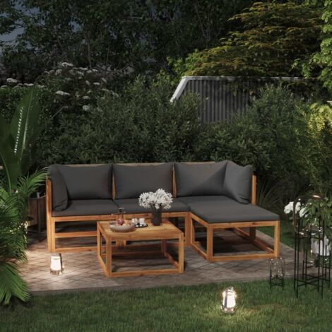 5 Piece Garden Lounge Set with Cushions Solid Wood Acacia (UK/IE/FI/NO only) vidaXL