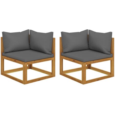 Sectional Corner Sofas 2 pcs with Cushions Solid Wood Acacia vidaXL