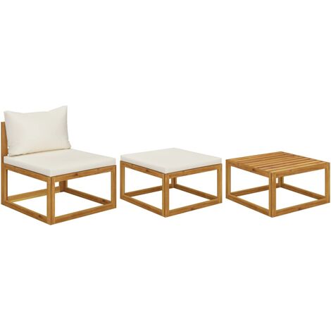 3 Piece Garden Lounge Set with Cushions Solid Wood Acacia vidaXL