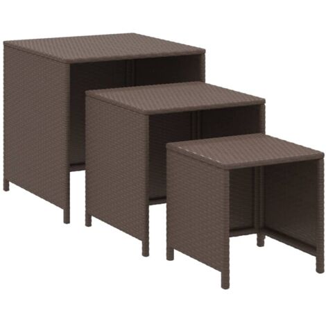 Nesting Tables 3 pcs Brown Poly Rattan vidaXL
